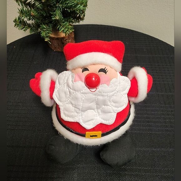 1982 Hallmark Santa Claus Felt Plush with Bean Bag Bottom & Legs - Picture 6 of 7